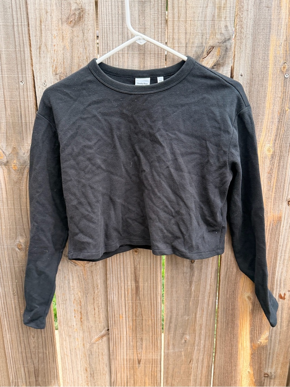 Sunday Best Black Waffle Knit Cropped Top Size XS